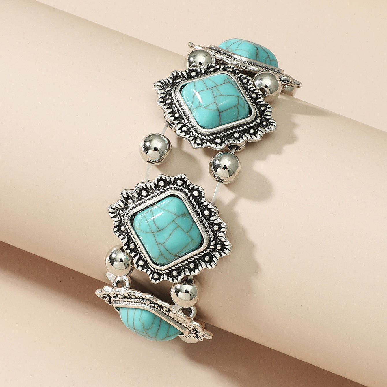Wholesale Vintage Alloy Turquoise Stretch Bracelet Bohemian Bracelet